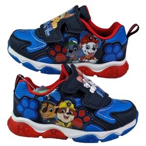 Paw Patrol Toddler Boys Light up Sneakers‎ Size 8 Blue Slip on Lightweight Shoes